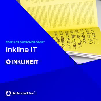 A promotional image for Inkline IT featuring an open book with yellow pages at the top and a blue background with white text and logos at the bottom.