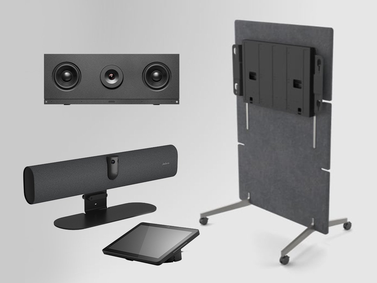 Mobile stand with a mounted panel and wheels for easy movement.