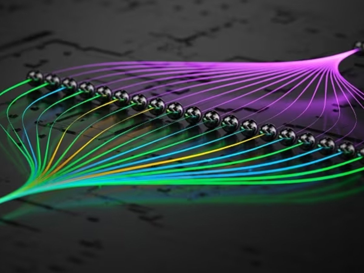 Abstract data lines connecting and converging through points